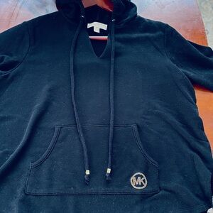 Michael Kors Black Hooded Sweatshirt with Drawstrings